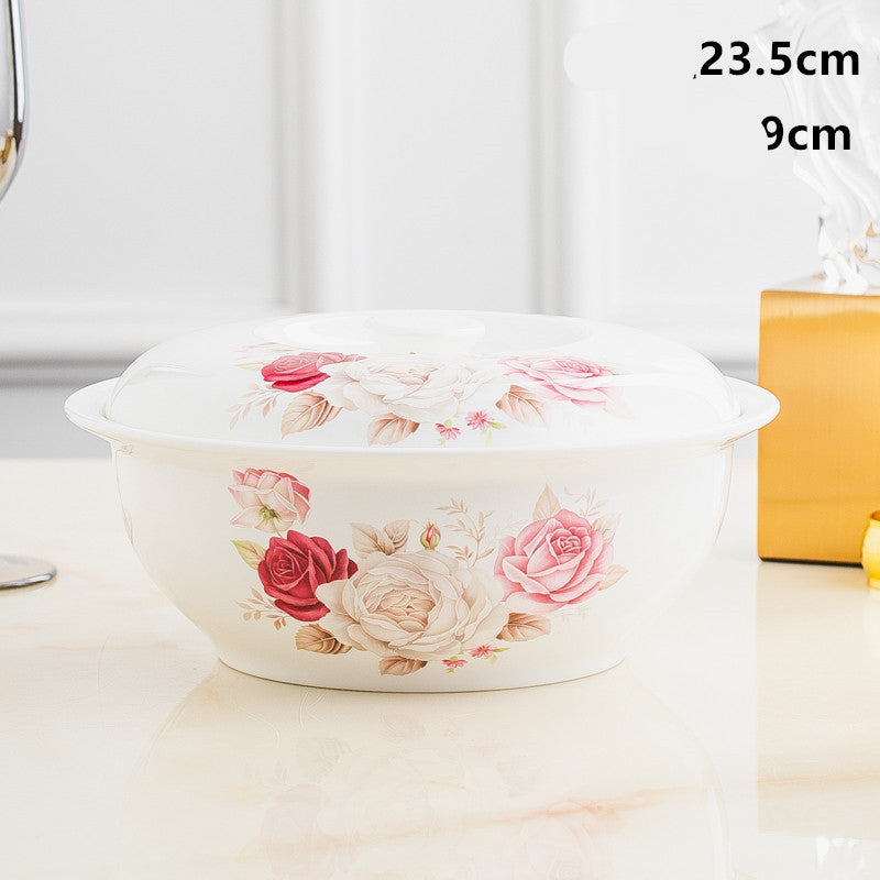 Household Bone China Soup Bowl With Lid