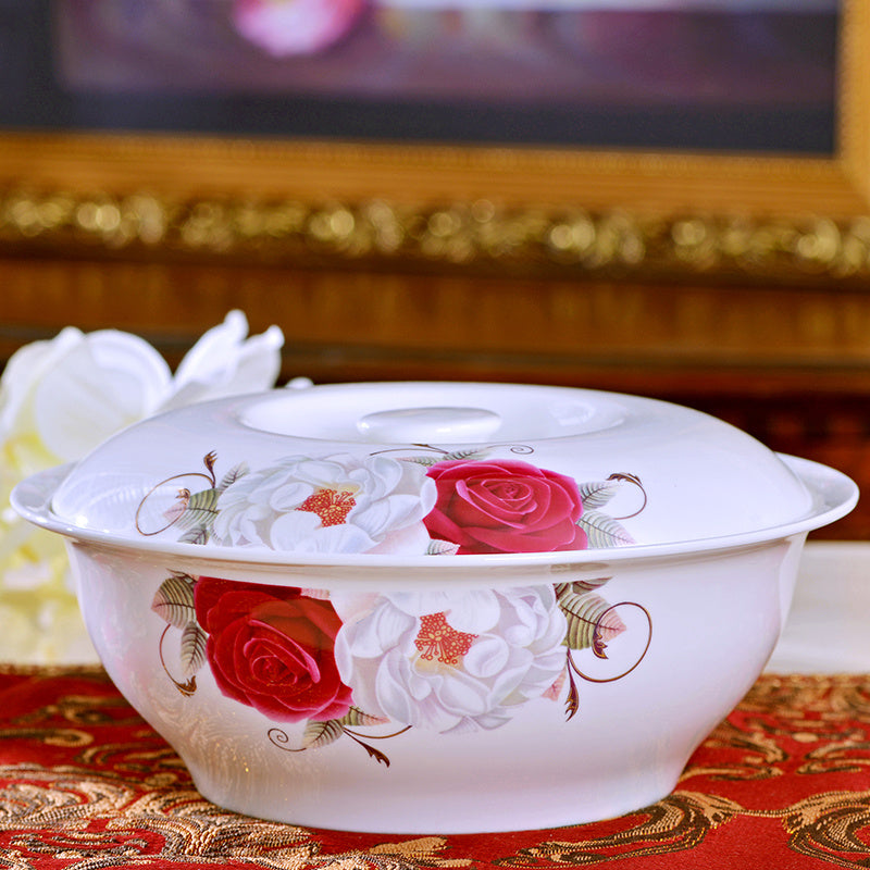 Household Bone China Soup Bowl With Lid