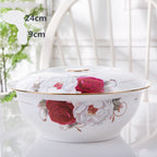 Household Bone China Soup Bowl With Lid