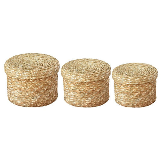 Wheat straw woven storage basket