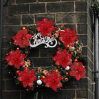 16 PCS Poinsettia Flower Artificial Poinsettia Christmas Decorations Glitter Poinsettias Christmas Ornaments Christmas Tree Flower Decorations with Clips DIY Xmas Wreath Holiday Weed Home Party Decor - Grand Goldman