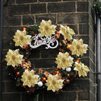 16 PCS Poinsettia Flower Artificial Poinsettia Christmas Decorations Glitter Poinsettias Christmas Ornaments Christmas Tree Flower Decorations with Clips DIY Xmas Wreath Holiday Weed Home Party Decor - Grand Goldman