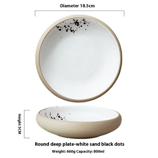 7-inch Retro Deep Plates Round Hand-painted Household Dinner Plate