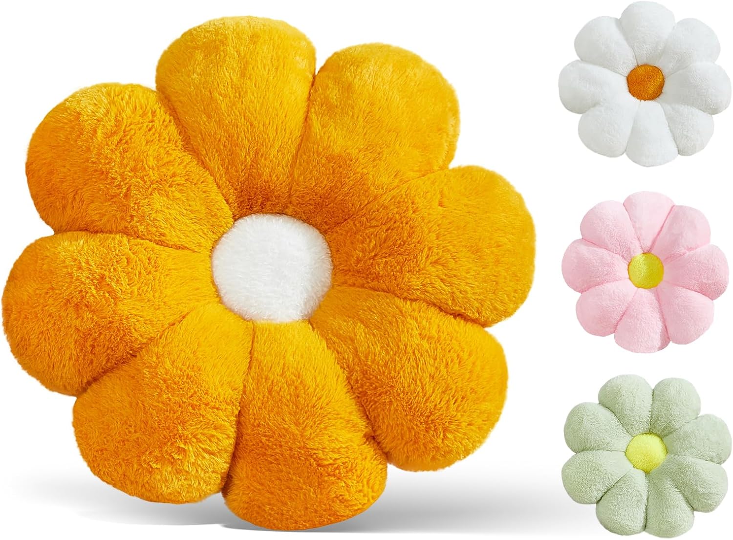 17.7In Cute White Daisy Flower Shaped Kids Throw Pillow Flower Throw Pillow Floor Pillow Cushion Sunflower Pillow Decorative Pillow for Kids Teens Tweens Girls. - Grand Goldman