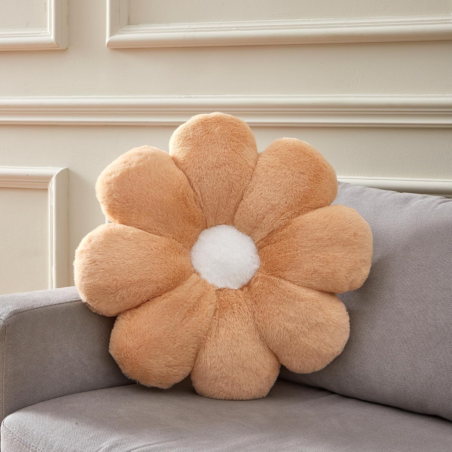 17.7In Cute White Daisy Flower Shaped Kids Throw Pillow Flower Throw Pillow Floor Pillow Cushion Sunflower Pillow Decorative Pillow for Kids Teens Tweens Girls. - Grand Goldman