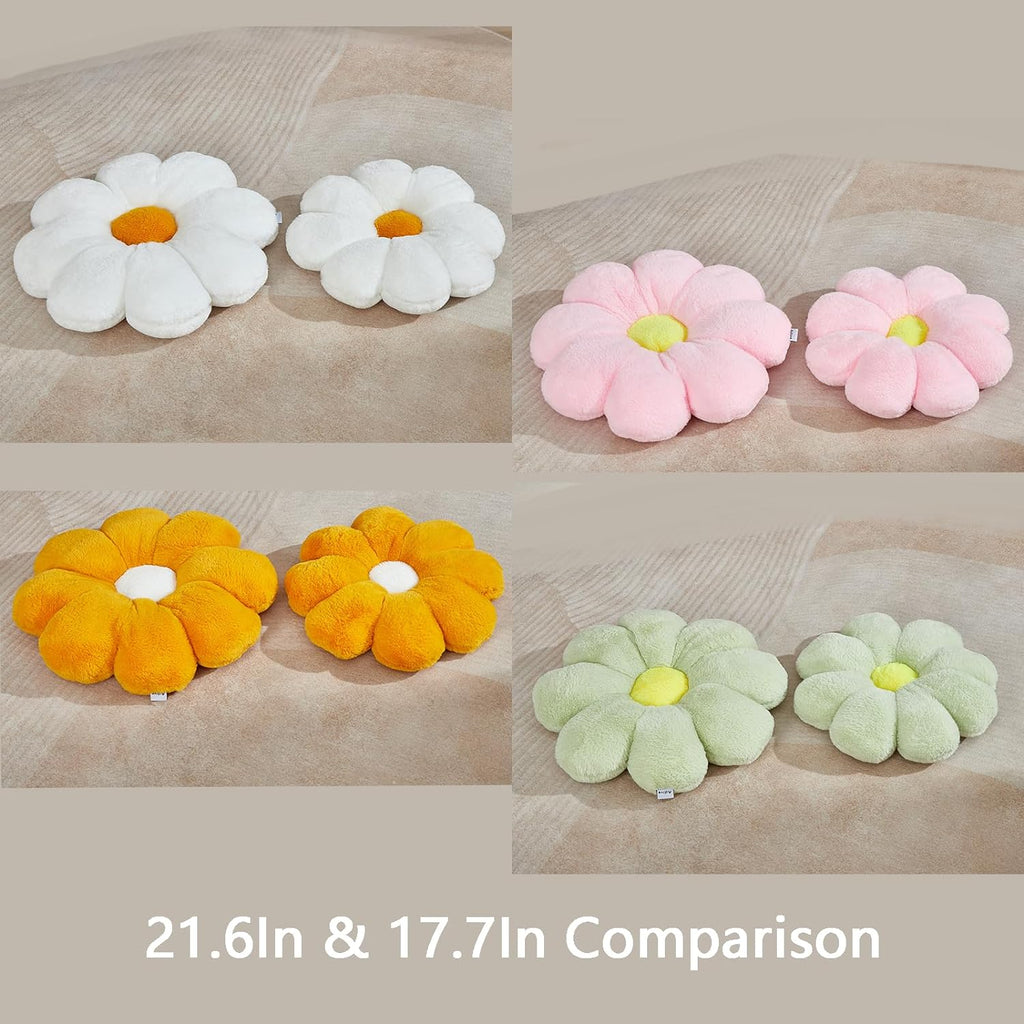 17.7In Cute White Daisy Flower Shaped Kids Throw Pillow Flower Throw Pillow Floor Pillow Cushion Sunflower Pillow Decorative Pillow for Kids Teens Tweens Girls. - Grand Goldman