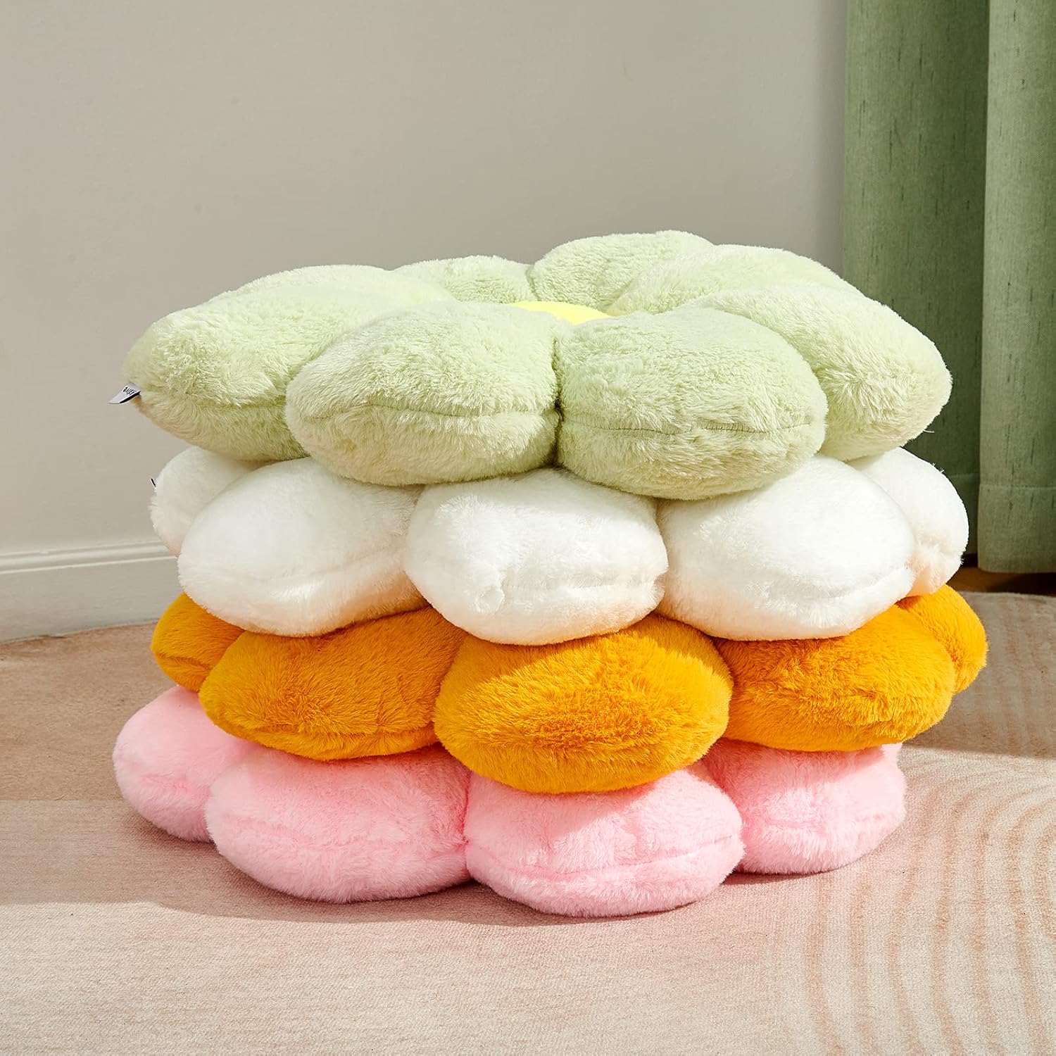 17.7In Cute White Daisy Flower Shaped Kids Throw Pillow Flower Throw Pillow Floor Pillow Cushion Sunflower Pillow Decorative Pillow for Kids Teens Tweens Girls. - Grand Goldman