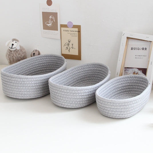 Creative Japanese Desktop Hand-woven Cotton Thread Household Sundries Storage Basket
