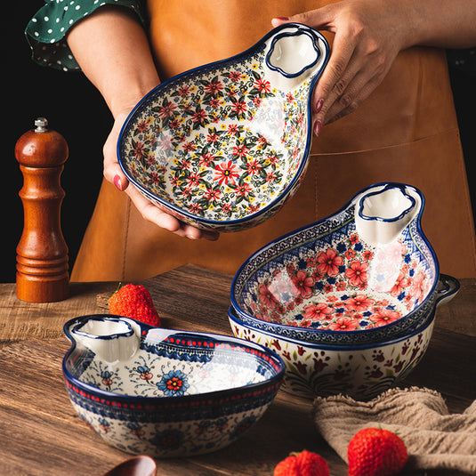 Polish Ethnic Style Hand-painted Embossed Ceramic Plate