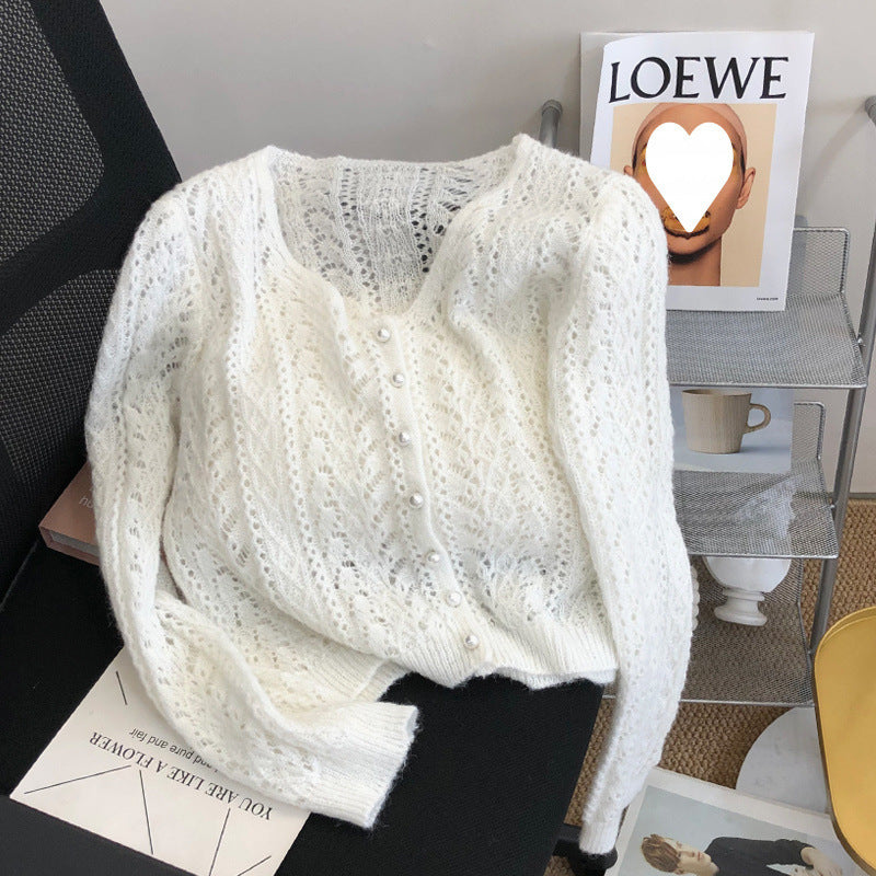 Cropped Sweater Coat Women's Knitted Cardigan
