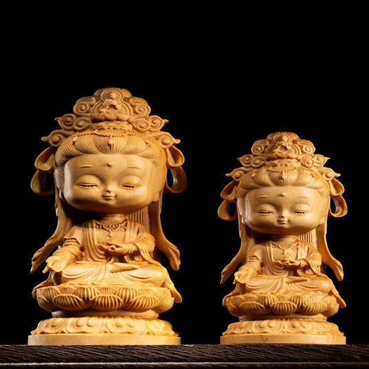 Boxwood carving of Guanyin Buddha statue