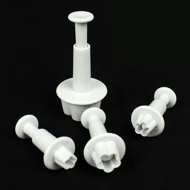 4pcs Emporte-pièce à Poussoir Fleur de Prunier Outil DIY pour Décoration de Gâteau en Sucre et Fondant