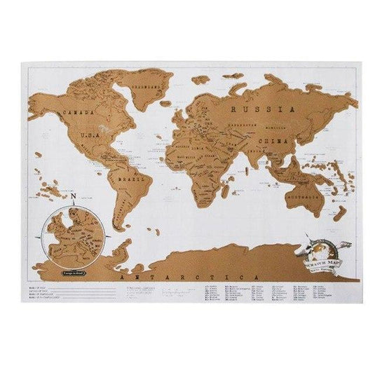 Brand new scratch world map with travel notes