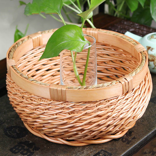 Circular rattan basket for storage