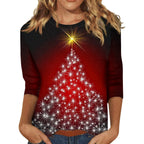 Christmas Round Neck 34 Sleeves T-shirt