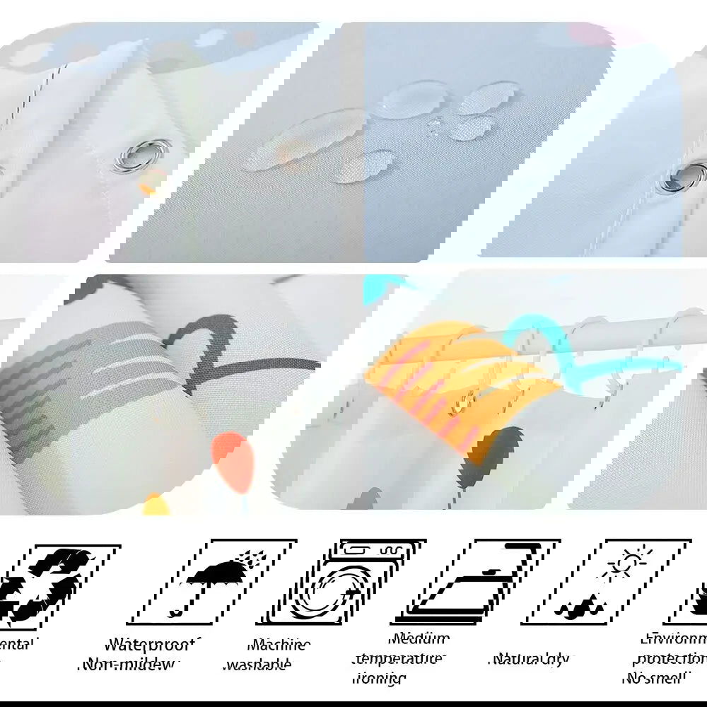 1PC Blue Flower Shower Curtain with Plastic Hook - Modern Abstract Art Floral Design, Chic Bathroom Curtain Home Decoration - Grand Goldman