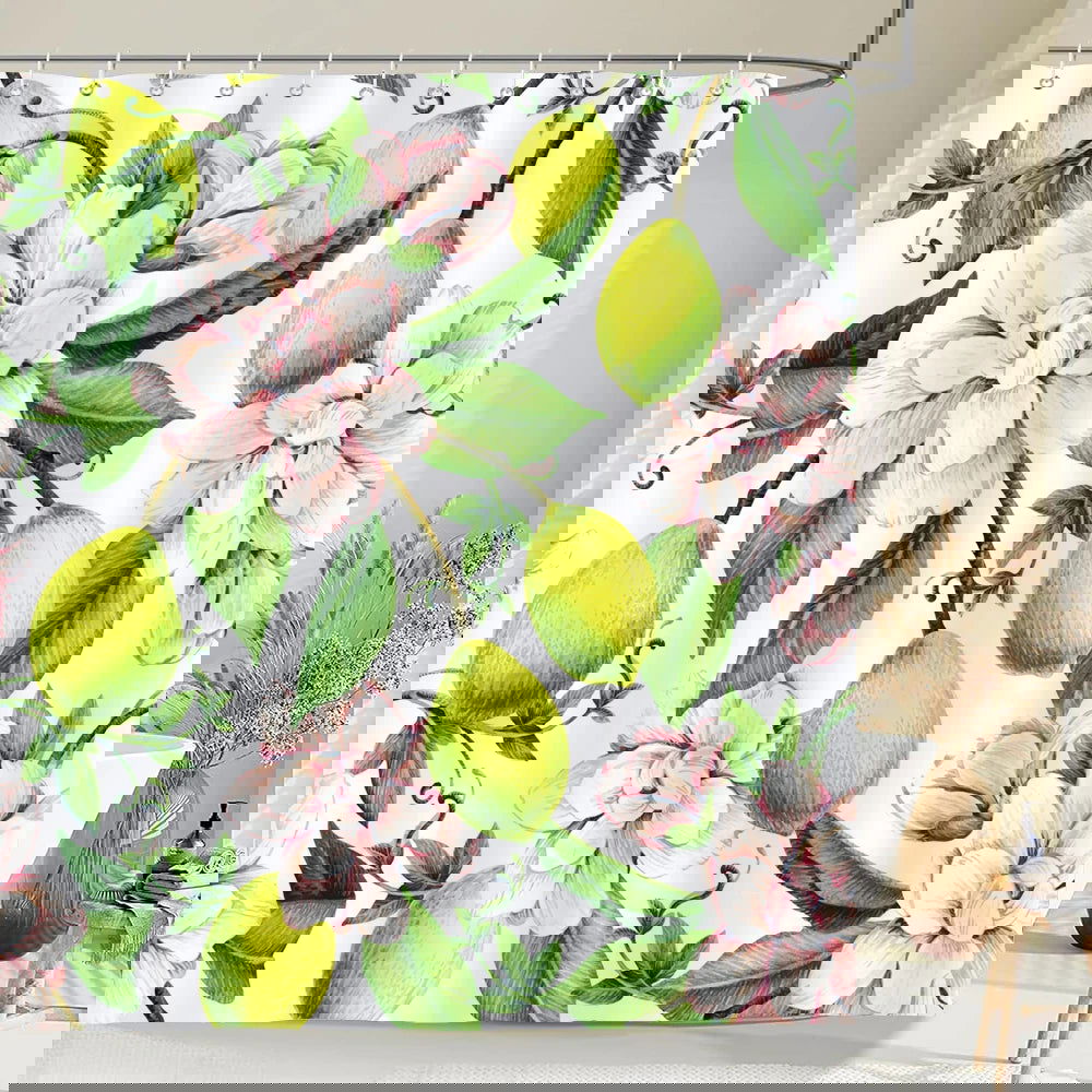 1 pc Fresh Lemon Fruit pattern Shower Curtains Bathroom Polyester Bath Curtains Printing Shower Curtain Decor With Hooks Curtain - Grand Goldman