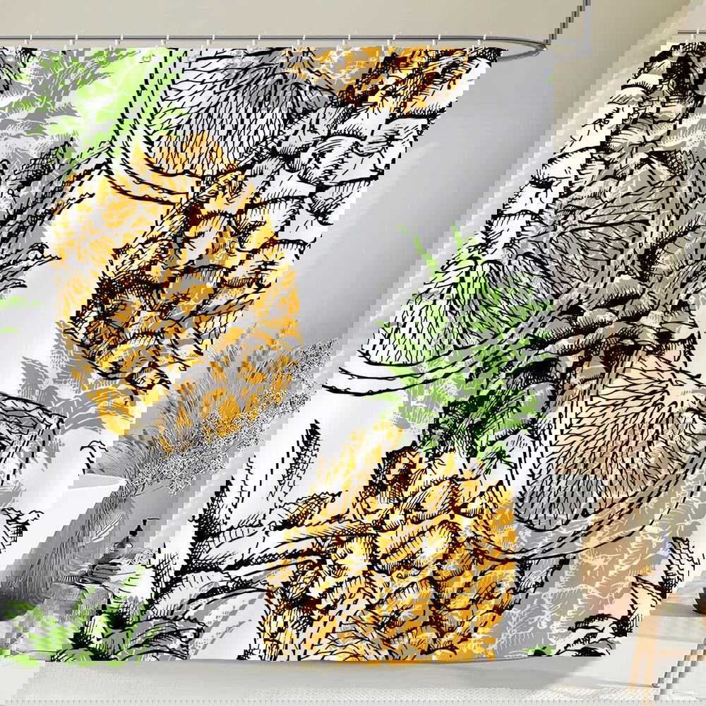 1 pc Fresh Lemon Fruit pattern Shower Curtains Bathroom Polyester Bath Curtains Printing Shower Curtain Decor With Hooks Curtain - Grand Goldman