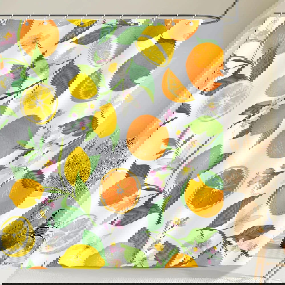 1 pc Fresh Lemon Fruit pattern Shower Curtains Bathroom Polyester Bath Curtains Printing Shower Curtain Decor With Hooks Curtain - Grand Goldman