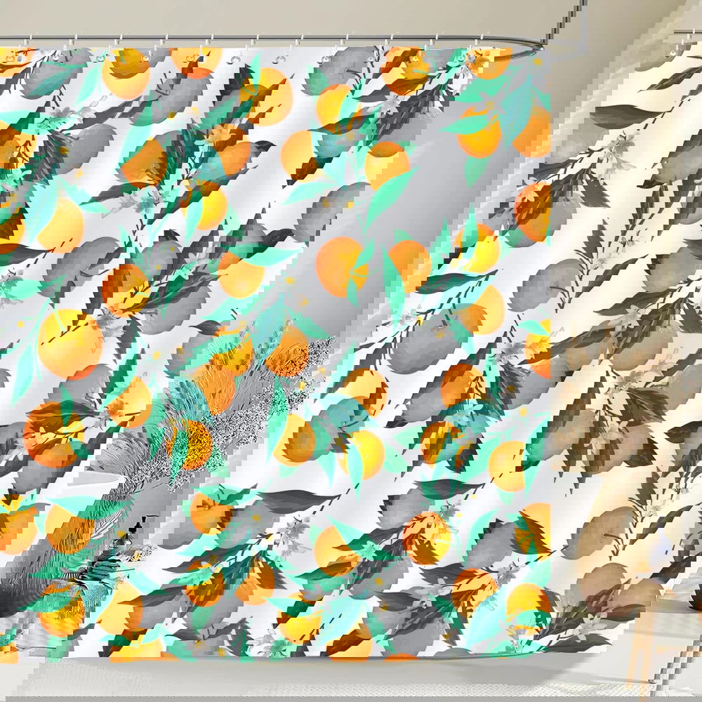 1 pc Fresh Lemon Fruit pattern Shower Curtains Bathroom Polyester Bath Curtains Printing Shower Curtain Decor With Hooks Curtain - Grand Goldman