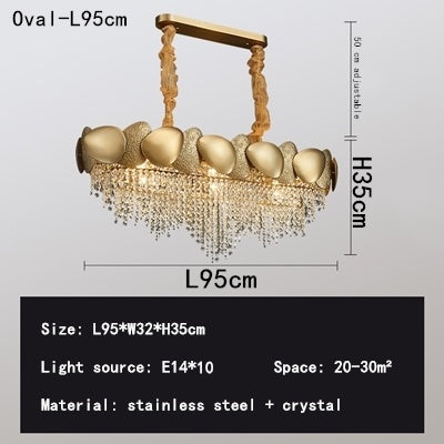 Rustfrit stål Stue Loft Krystal lysekrone