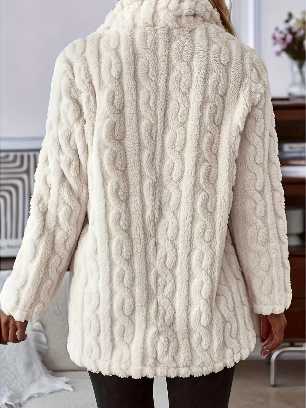 Double-sided Plush Water Ripple Button Cardigan Pocket Lapel Casual Top Jacket
