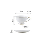Coffee Cup And Saucer Simple White European Style Bone China