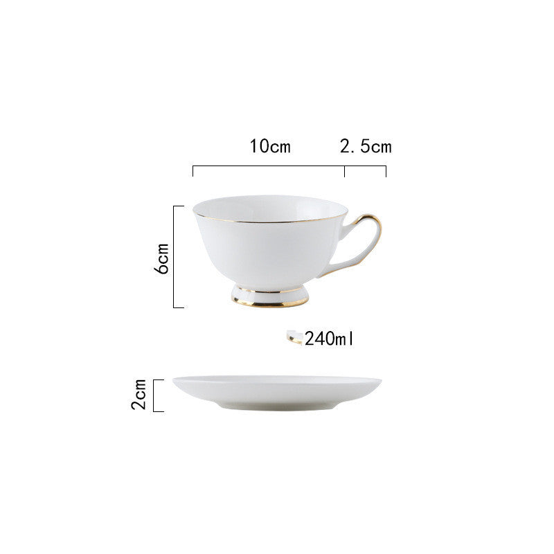 Coffee Cup And Saucer Simple White European Style Bone China