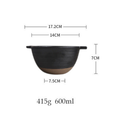 Japanese Stoneware Amphora Bowl Vintage Ceramic Tableware