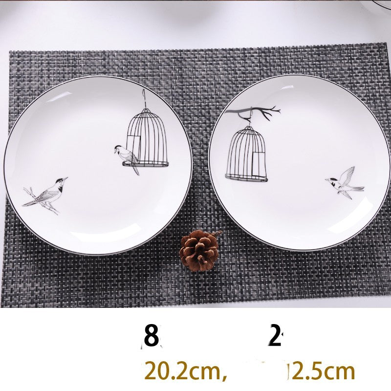Bone China Dish Deep Plate Shallow Creative European Style