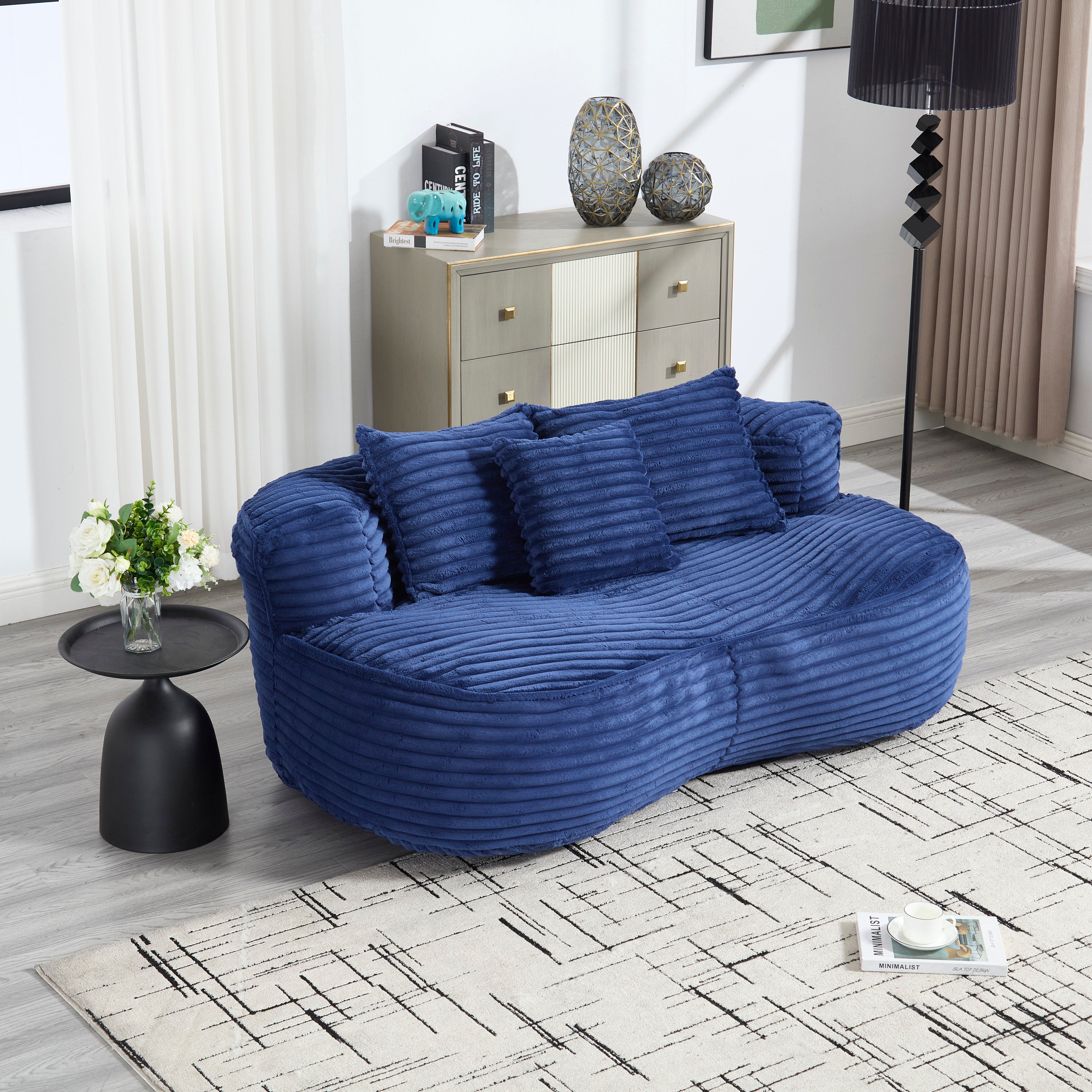 COOLMORE Canapé Poire Canapé Paresseux Durable Confort Fauteuil Longue Haute Dossier Chaise Poire Canapé pour Adultes et Enfants, Intérieur & Extérieur, Fauteuil d'Appoint Doux pour Sol (Marine)