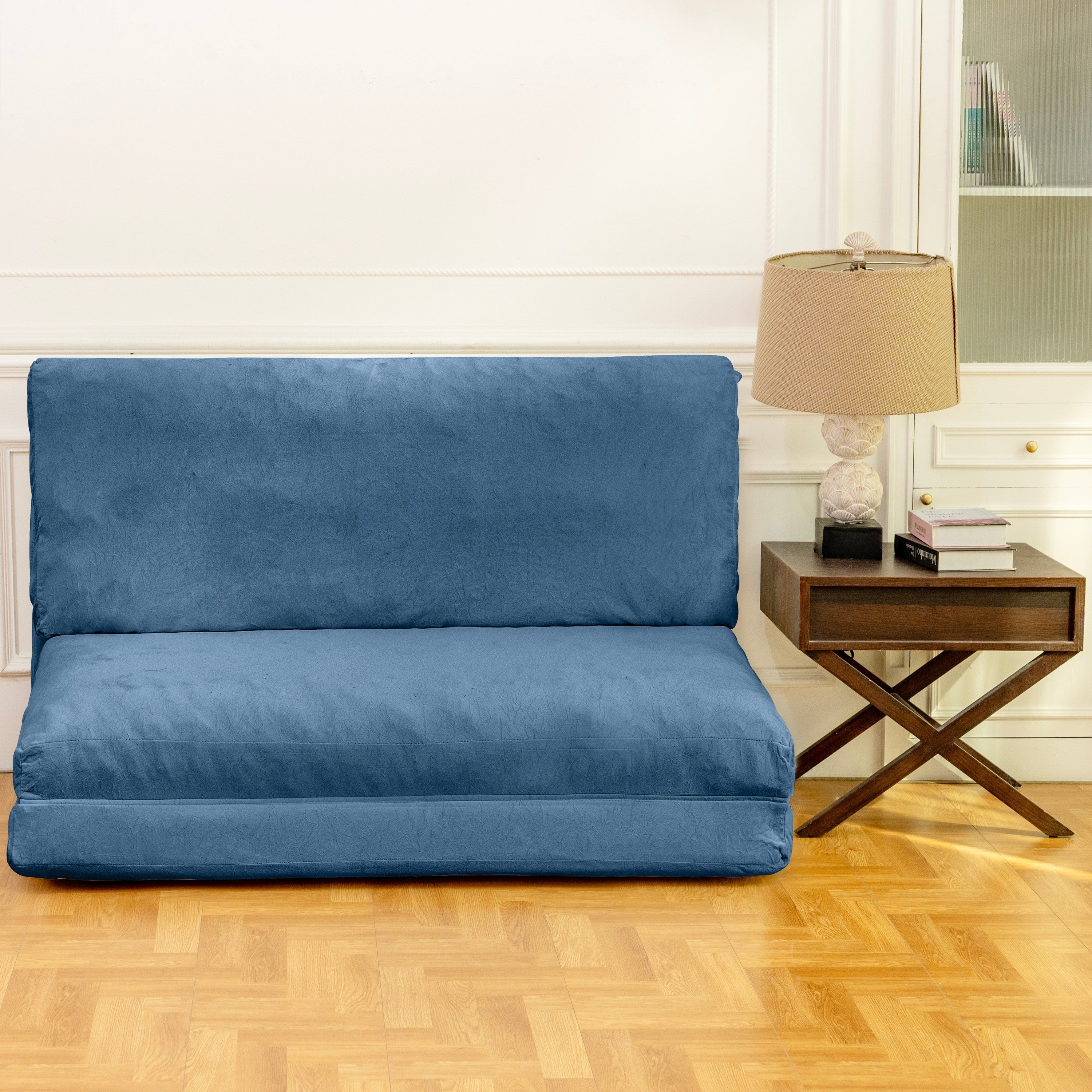 Grand matelas pliant canapé pouf lit, matelas canapé pliant en mousse, comprend une housse amovible et lavable en machine, fausse fourrure douce de qualité supérieure