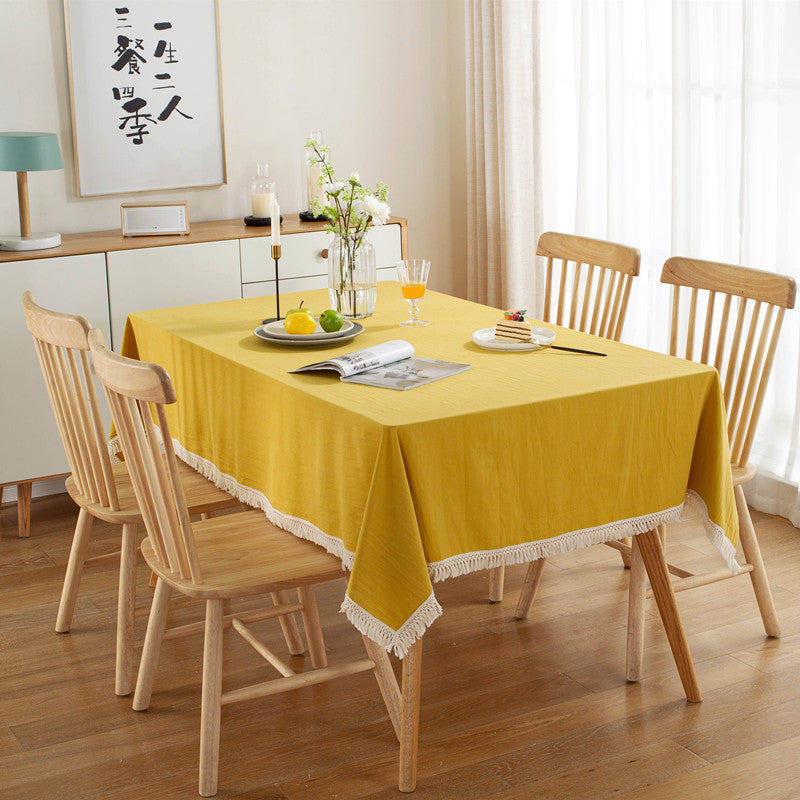 All Cotton Washed Cotton Tassel Coffee Table Cloth Table Cloth