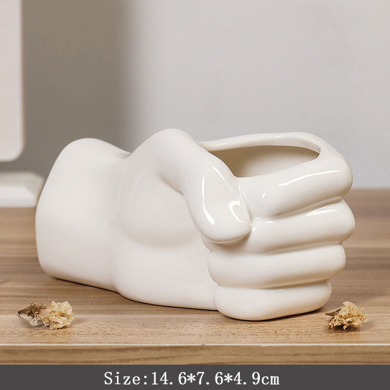 Vaso Ceramico Nordico Artigianale Vaso Creativo a Gesto Soggiorno Semplice Composizione Floreale Vaso a Zampa di Gatto