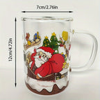 1pc Christmas Glass Home Drink Cup Tea Cup With Handle Water Cup Breakfast Cup High Temperature Resistant 300ml Glass - Grand Goldman