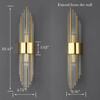 2-Light Modern Brushed Titanium Gold Wall Sconce with Clear Glass Crystal Luxury Wall Light Fixtures for Bedroom Living Room Bathroom Vanity Mirror Light Fixtures Set of 2 - Grand Goldman