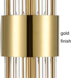 2-Light Modern Brushed Titanium Gold Wall Sconce with Clear Glass Crystal Luxury Wall Light Fixtures for Bedroom Living Room Bathroom Vanity Mirror Light Fixtures Set of 2 - Grand Goldman