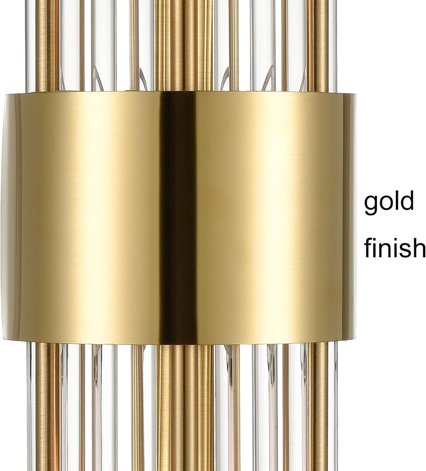 2-Light Modern Brushed Titanium Gold Wall Sconce with Clear Glass Crystal Luxury Wall Light Fixtures for Bedroom Living Room Bathroom Vanity Mirror Light Fixtures Set of 2 - Grand Goldman