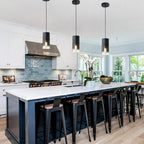 2-Pack Black Pendant Light Fixtures, Adjustable Modern Pendant Lights for Kitchen Island, Industrial Glass Pendant Lights for Dining Table Hallway Bedroom Living Room - Grand Goldman