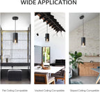 2-Pack Black Pendant Light Fixtures, Adjustable Modern Pendant Lights for Kitchen Island, Industrial Glass Pendant Lights for Dining Table Hallway Bedroom Living Room - Grand Goldman