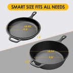 2-in-1 Pre-Seasoned Cast Iron Dutch Oven Pot with Skillet Lid Cooking Pan, Cast Iron Skillet Cookware Pan Set with Dual Handles Indoor Outdoor for Bread, Frying, Baking, Camping, BBQ, 5QT - Grand Goldman