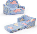 2-in-1 Toddler Chairs Comfy, Toddler Couches That Fold Out,Glow in The Dark, Extra Wide Kids Chairs for Toddler, Baby Couch for 1-3 Year Old, Gifts for Girls & Boys, Gray - Grand Goldman