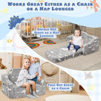 2-in-1 Toddler Chairs Comfy, Toddler Couches That Fold Out,Glow in The Dark, Extra Wide Kids Chairs for Toddler, Baby Couch for 1-3 Year Old, Gifts for Girls & Boys, Gray - Grand Goldman