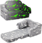 2-in-1 Toddler Chairs Comfy, Toddler Couches That Fold Out,Glow in The Dark, Extra Wide Kids Chairs for Toddler, Baby Couch for 1-3 Year Old, Gifts for Girls & Boys, Gray - Grand Goldman