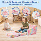 2-in-1 Toddler Chairs Comfy, Toddler Couches That Fold Out,Glow in The Dark, Extra Wide Kids Chairs for Toddler, Baby Couch for 1-3 Year Old, Gifts for Girls & Boys, Gray - Grand Goldman