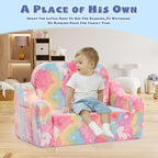 2-in-1 Toddler Chairs Comfy, Toddler Couches That Fold Out,Glow in The Dark, Extra Wide Kids Chairs for Toddler, Baby Couch for 1-3 Year Old, Gifts for Girls & Boys, Gray - Grand Goldman