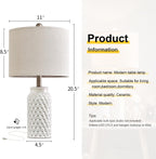 20.5" White Modern Ceramic Bedside Lamp Set of 2 for Bedroom Decor Farmhouse Table Lamp for Living Room Office Dorm - Grand Goldman