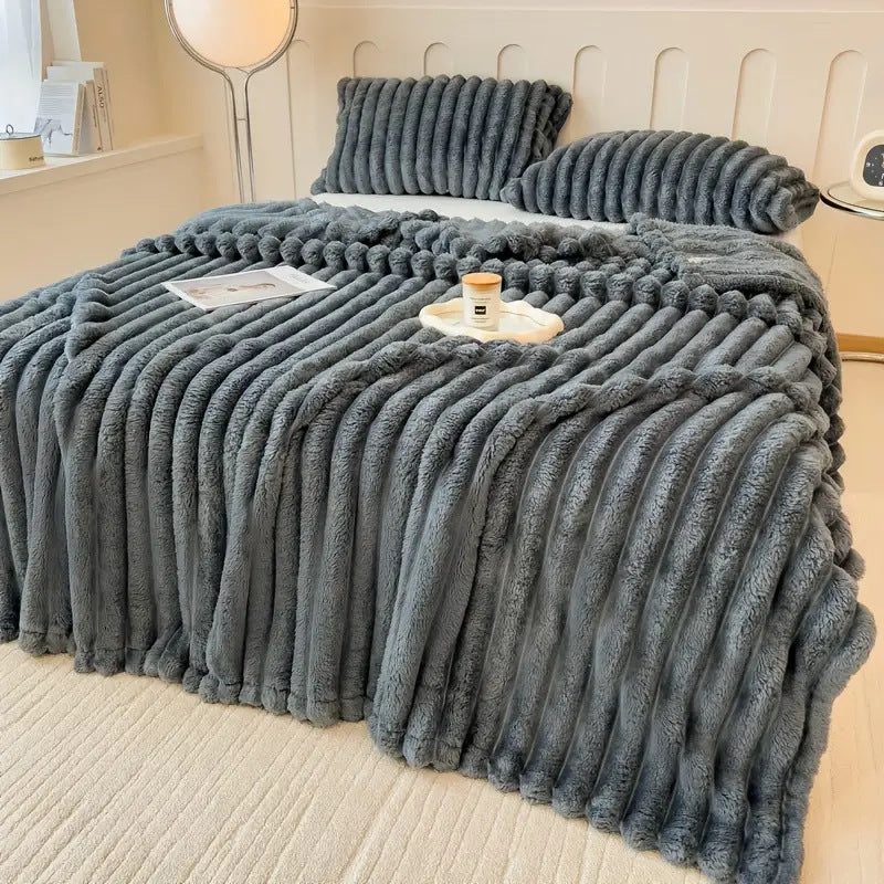Luxe imitatie konijnenbont sjaal deken zacht en warm