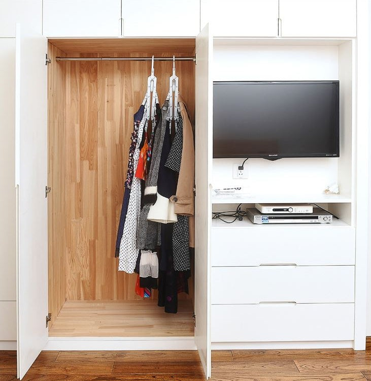 Retractable Clothes Hanger Folding Multifunctional Non-slip Storage Rack Clothing Rod Wardrobe Space Saver Laundry Shelf