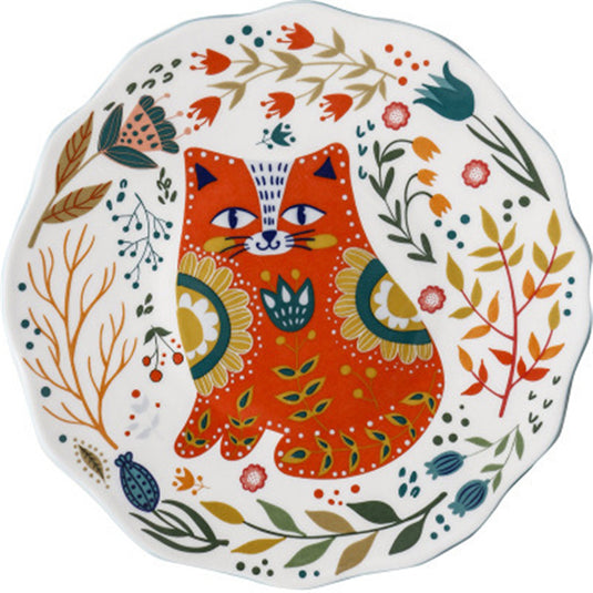 Hand Painted Cat Dinner Plate
